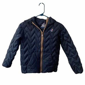 K-Way 10 jacket boys coat quilted hooded down navy